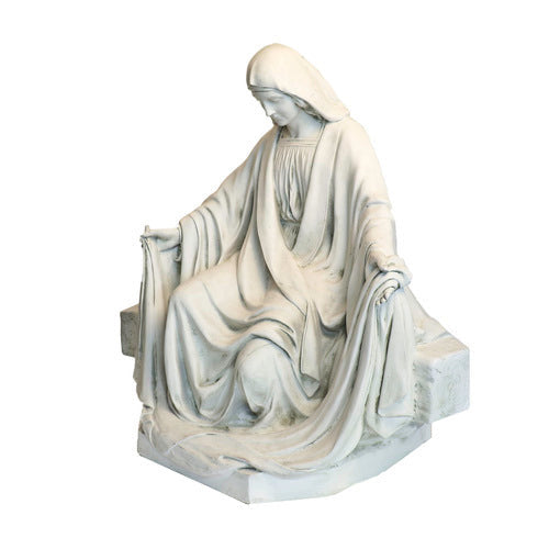 Life-Size Nativity Seated Virgin Mary 45 inch statue, white finish
