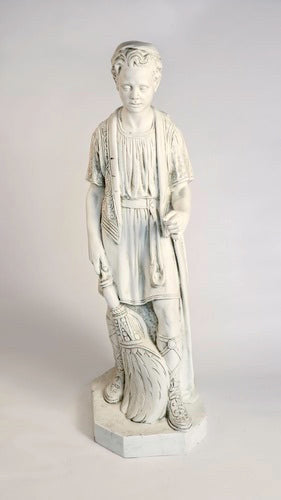 Life-Size Nativity Shepherd Boy 55 inch statue, white finish