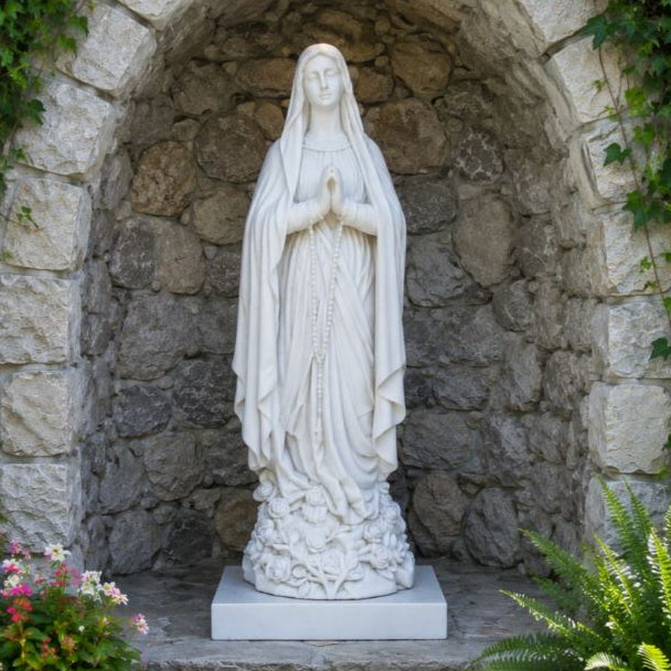 Marble Statue of Mary, Our Lady of Lourdes, 3 ft.