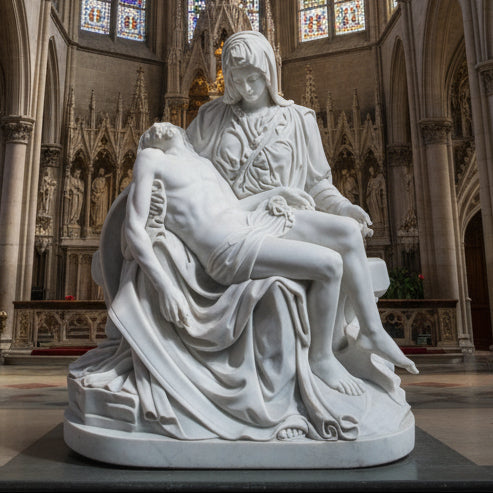 Large Marble Statue of The Pieta