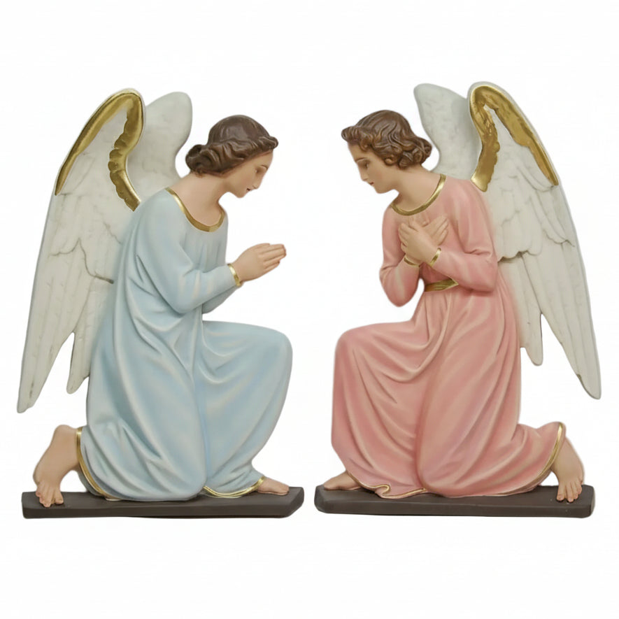 Pair of Fiberglass Kneeling Angel Wall Plaques