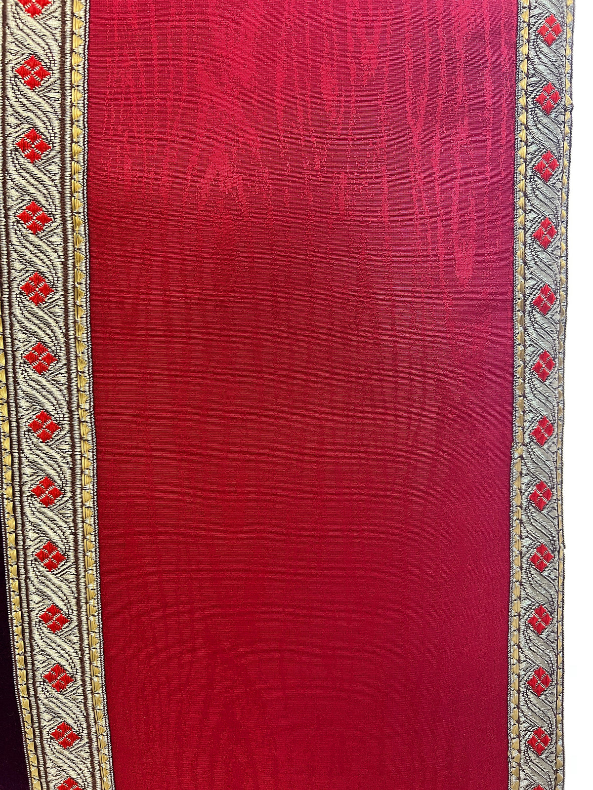 Red moire Roman chasuble with Holy Spirit dove, fabric detail