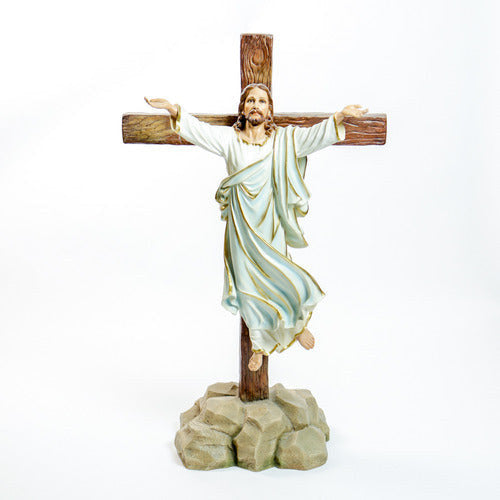 Risen Christ from the Cross 49 inch statue, white finish