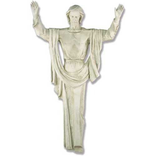 Rising Christ Wall 67 inch statue, white finish