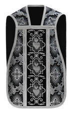 Roman chasuble with Hearts of Jesus, Mary and Joseph, black/silver