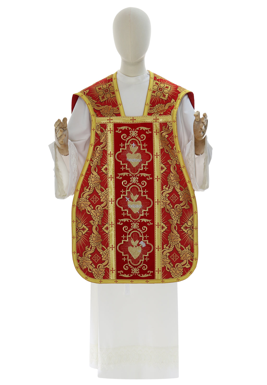 Roman chasuble with Hearts of Jesus, Mary and Joseph, additional view