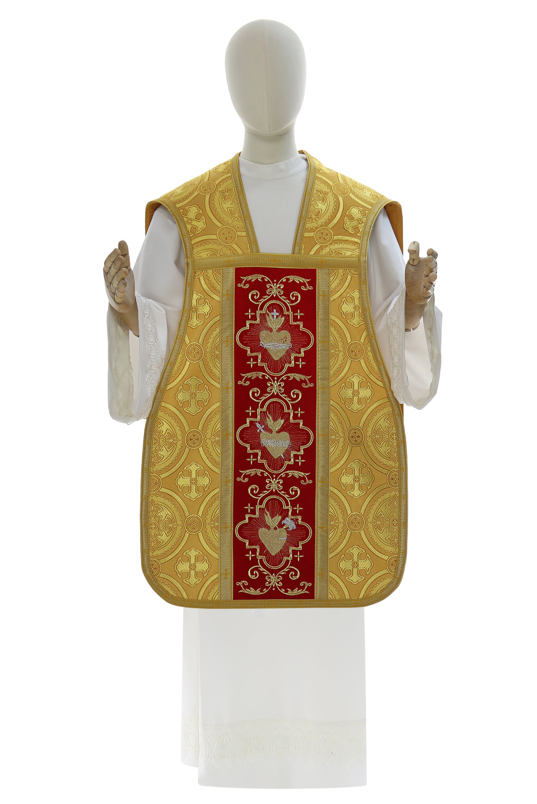 Roman chasuble with Hearts of Jesus, Mary and Joseph, additional view