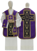 Moire Roman chasuble with IHS cross, violet