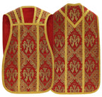 Silk damask Roman chasuble, red