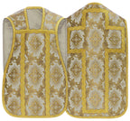 Silk damask Roman chasuble with gold cross, cream