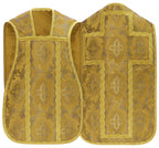 Silk damask Roman chasuble with gold cross, gold