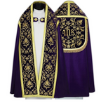 Violet Roman cope with velvet embroidery and matching stole