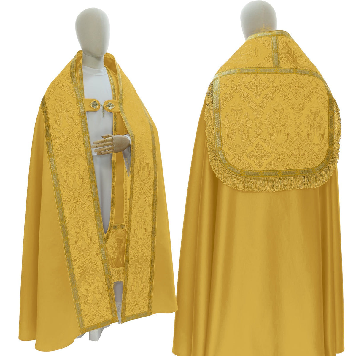 Silk damask Roman cope, gold