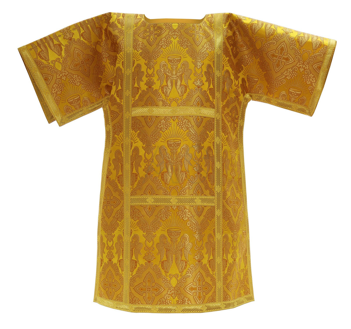 Gold Roman dalmatic from Roman High Mass set in silk damask