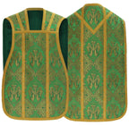 Green Roman chasuble from Roman High Mass set in silk damask