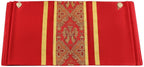 Red humeral veil from Roman High Mass set in silk damask