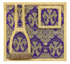Violet burse and chalice veil from Roman High Mass set in silk damask