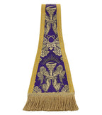 Violet maniple from Roman High Mass set in silk damask