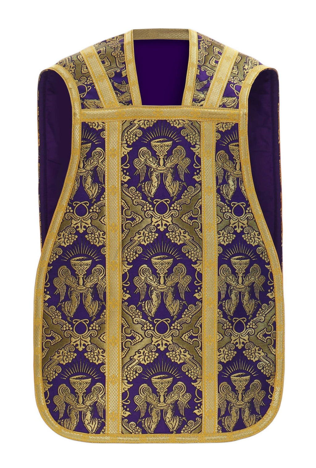 Violet Roman chasuble from Roman High Mass set in silk damask