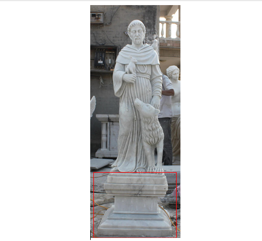 St Francis w/ dog. Carved Marble Statue x4775