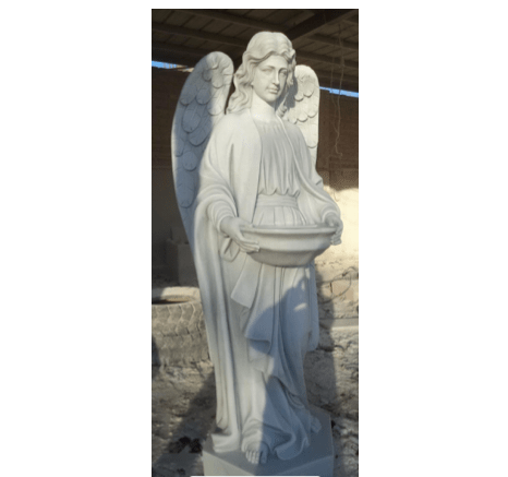 6ft Holy Water Angel Carved Marble Statue M2575