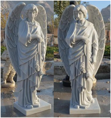 48" Standing Adoring Angel Carved Marble Statues M1415