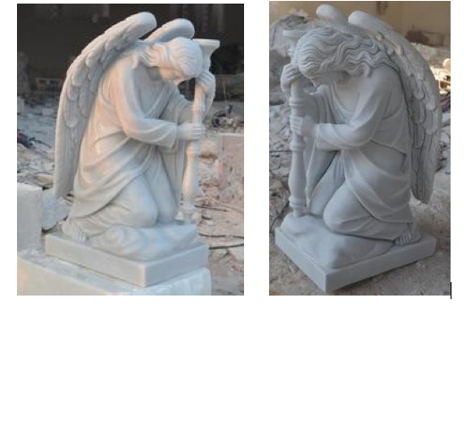 28" Kneeling Adoring Angels Carved Marble Statues Mx215