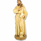 St Francis Statue w Skull Statue 63"