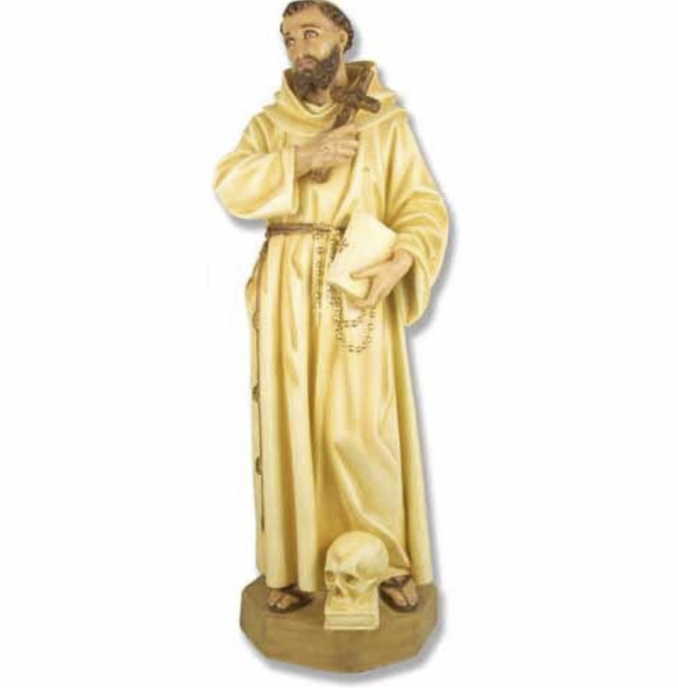 St Francis Statue w Skull Statue 63"