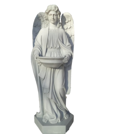 6ft Carved Marble Holy Water Angel