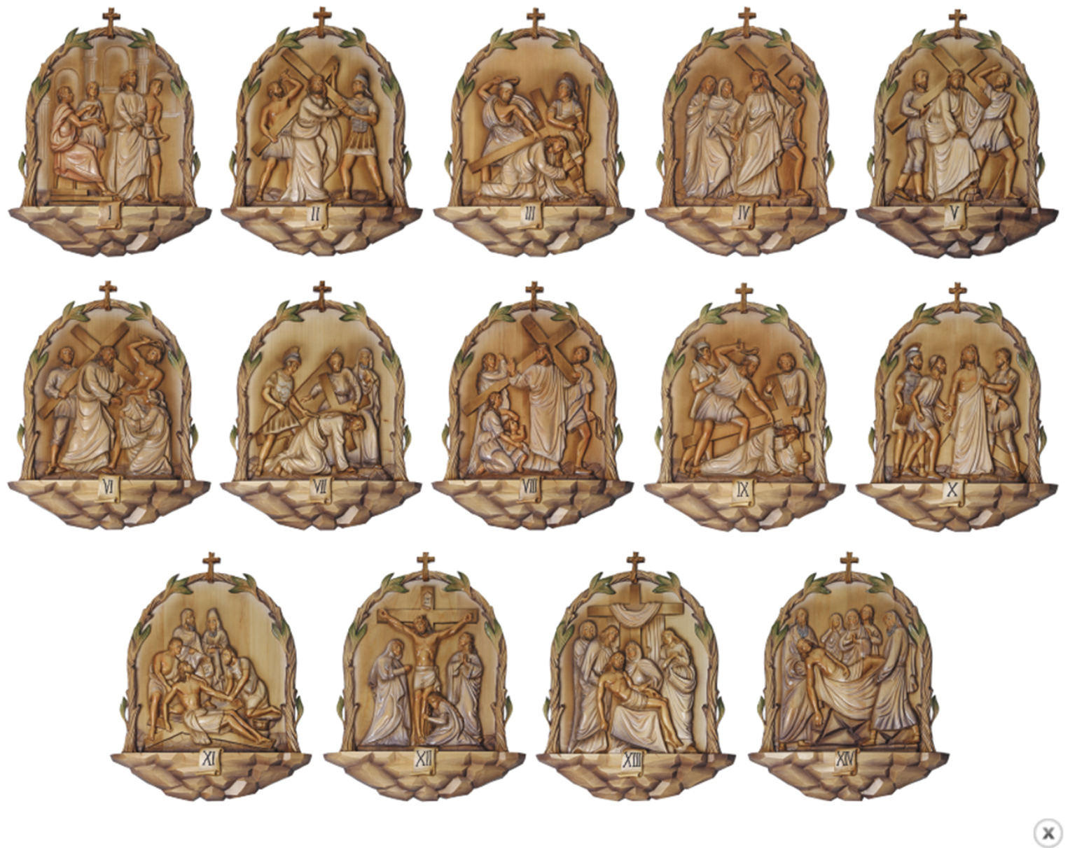 Wood carved Stations of the Cross New