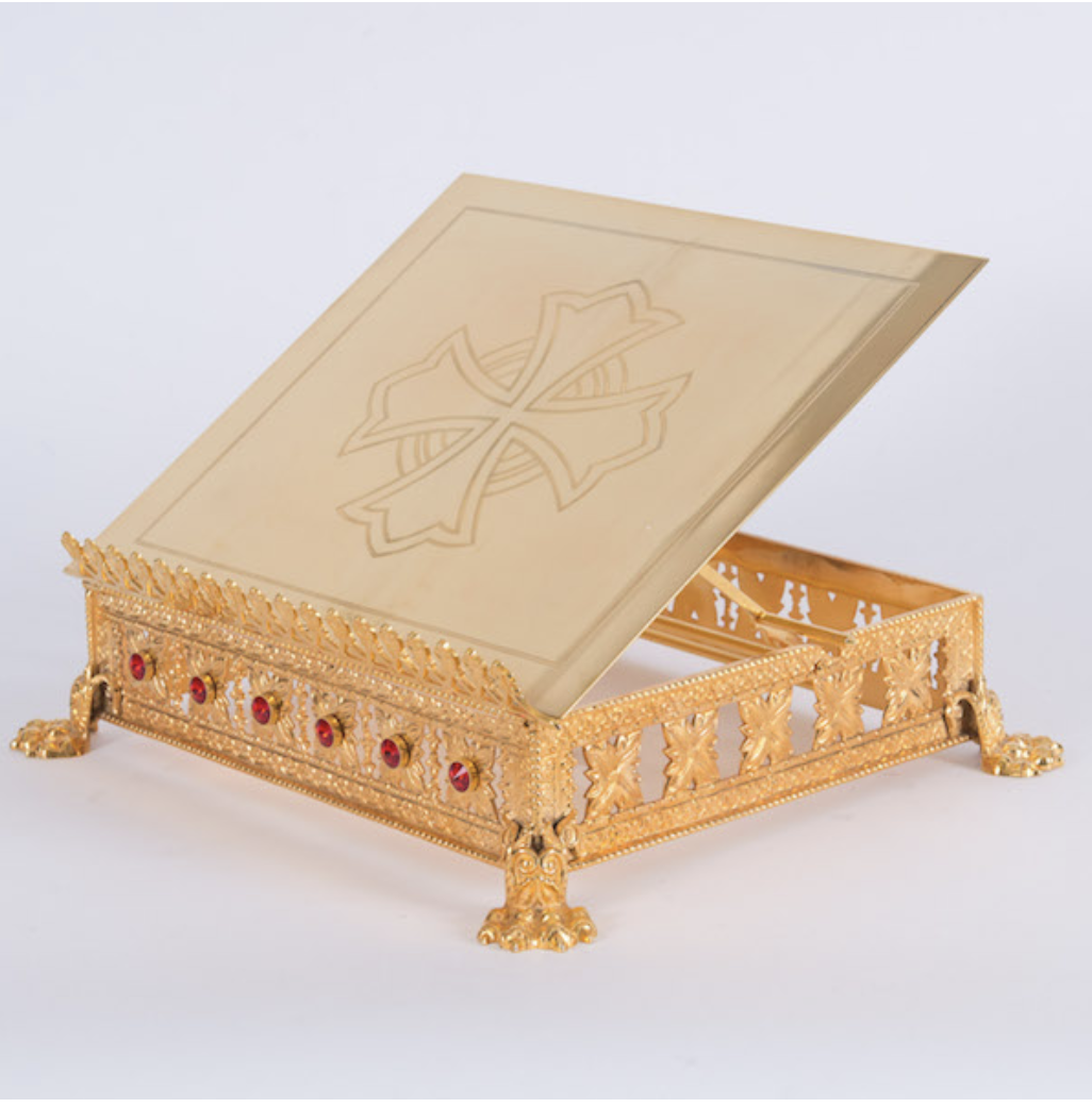 H-81 Ornate Claw Foot Missal stand w/ stones
