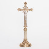 H-107b Marble and Brass  Small Crucifix 14"