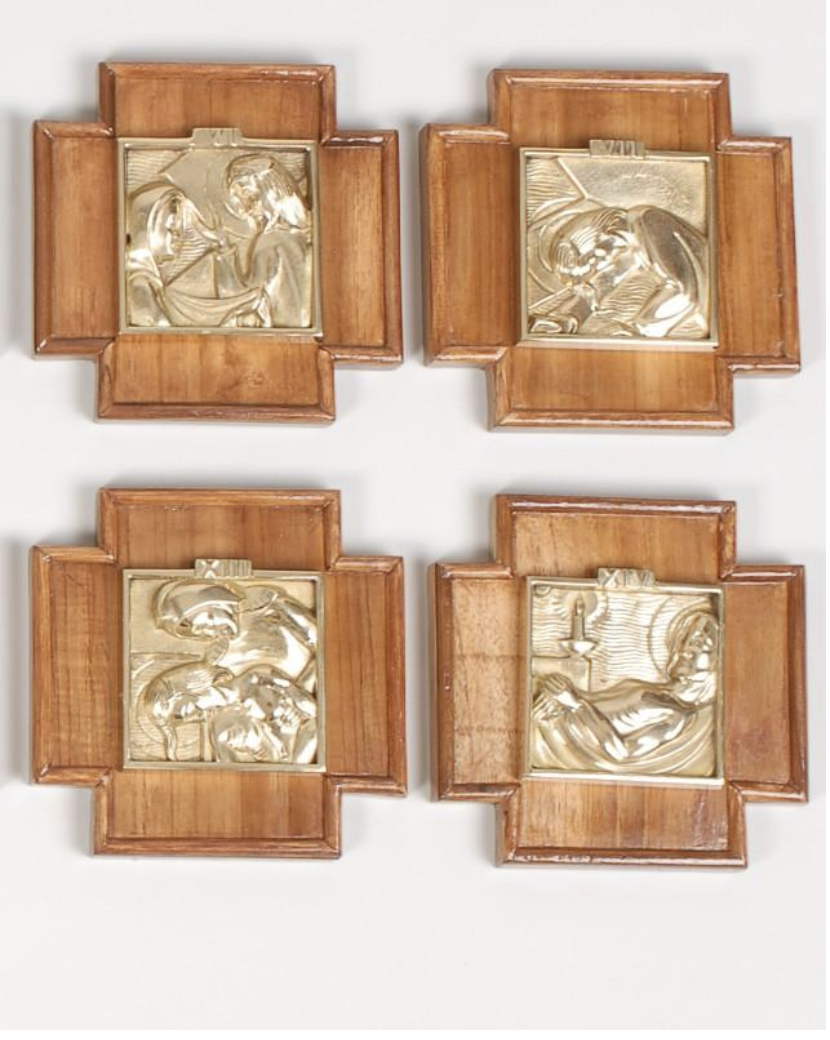 H-57 Brass and wood  Stations of the cross