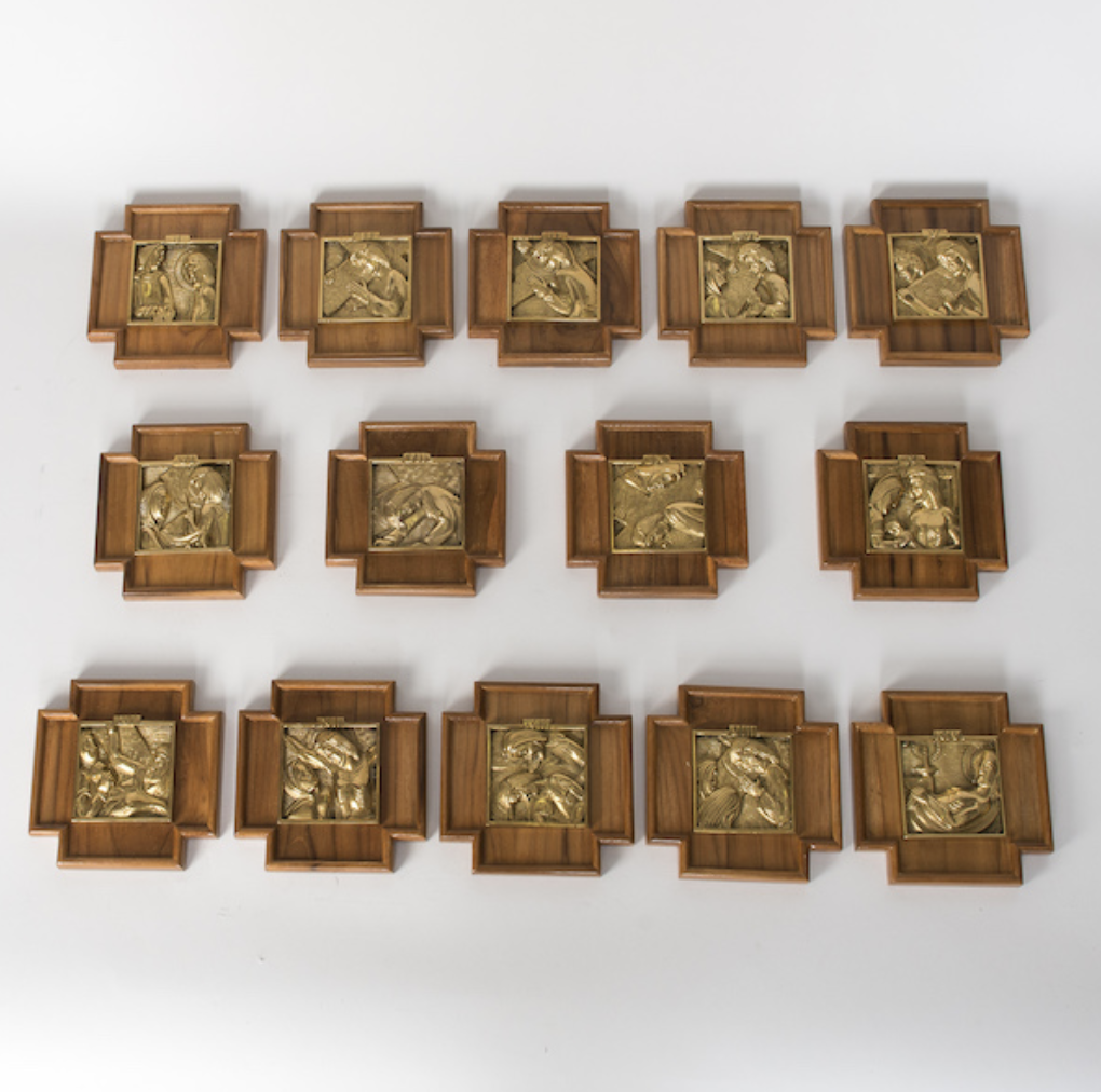 H-57 Brass and wood  Stations of the cross