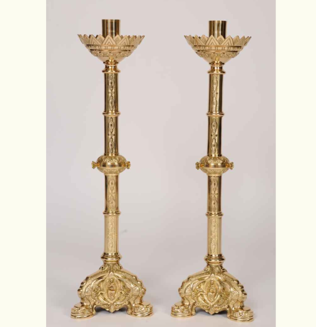 H-155 Solid Brass Baroque Candlesticks 24"