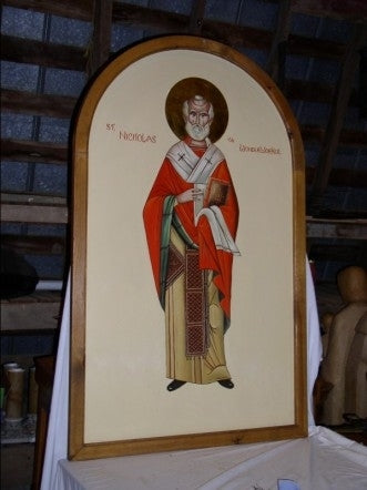 Very Nice Oil of St Nicholas on wood 5ftx3ft Fynders Keepers