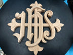 12"  IHS WOOD CARVED