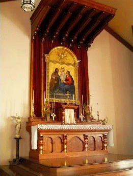 New Solid Oak altar, finished. 10ft long and 6ft height w/ dual gradines Fynders Keepers