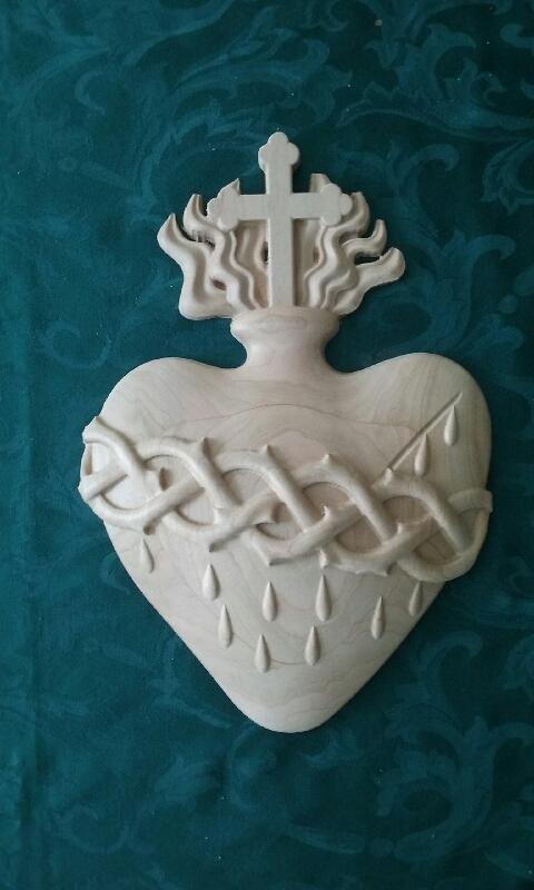 Sacred Heart Relief in Wood