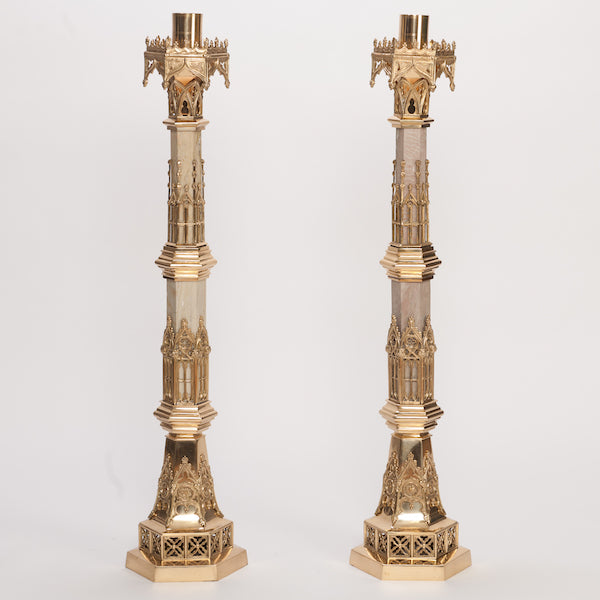 H-110 Gothic and Marble Candlesticks 40"