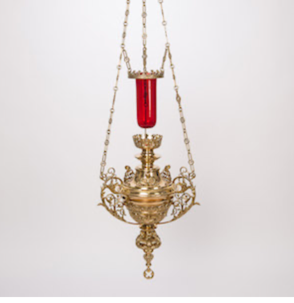 H-199 Ornate Roman Sanctuary Lamp + Globe