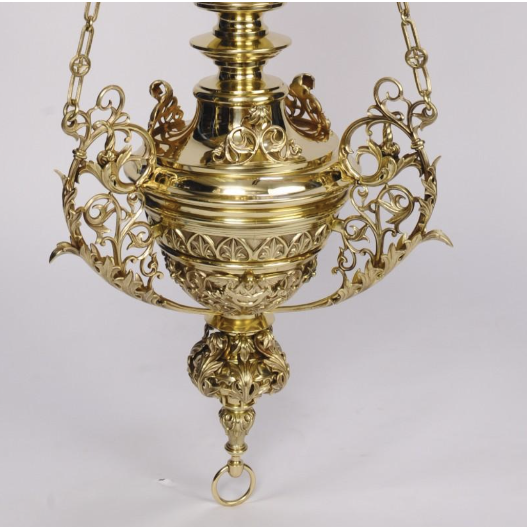 H-199 Ornate Roman Sanctuary Lamp + Globe