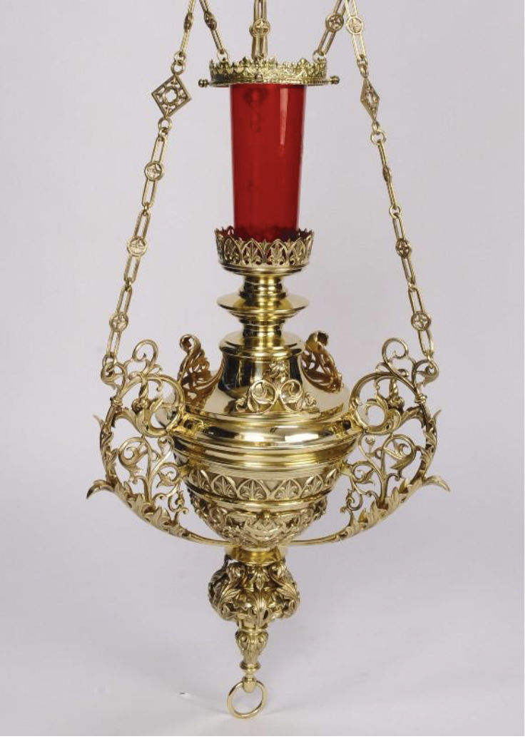 H-199 Ornate Roman Sanctuary Lamp + Globe