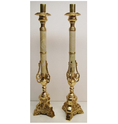 H-285 Marble Stem Candlesticks 18"