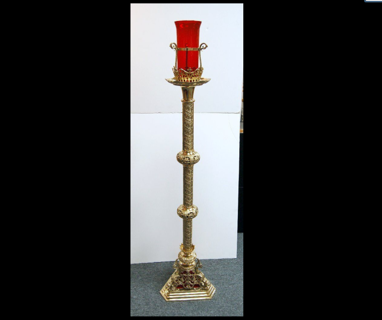 H-80 HIGHLY ORNATE SANCTUARY LAMP 58" + Globe