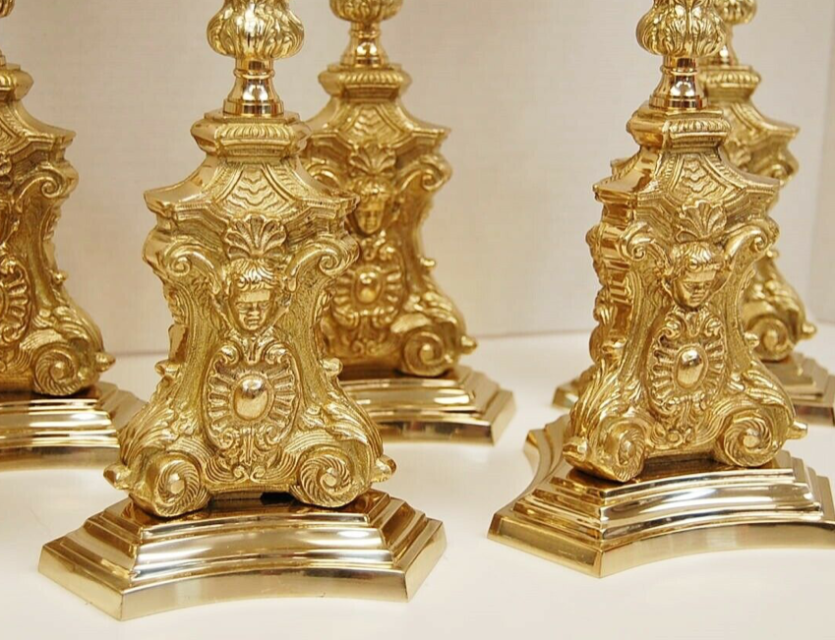 H-372 Candlesticks set of 6 in Brass finish