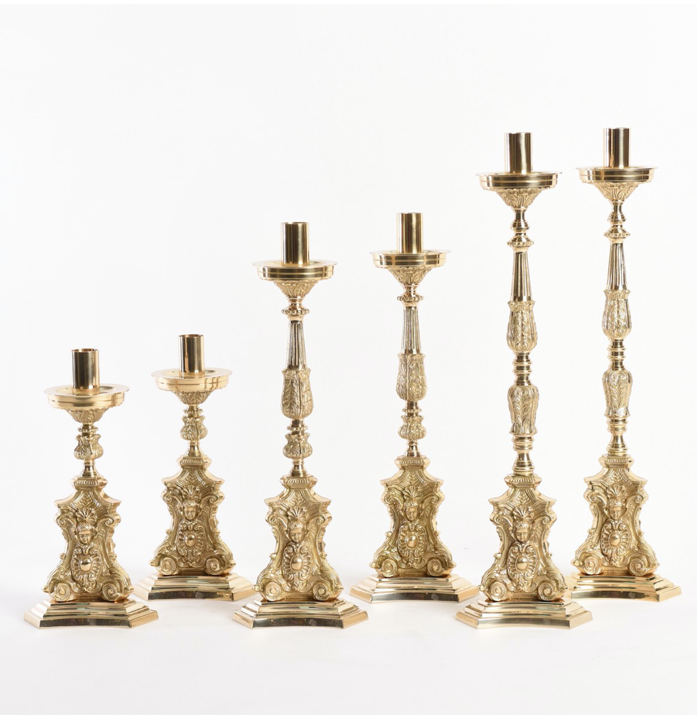H-372 Candlesticks set of 6 in Brass finish