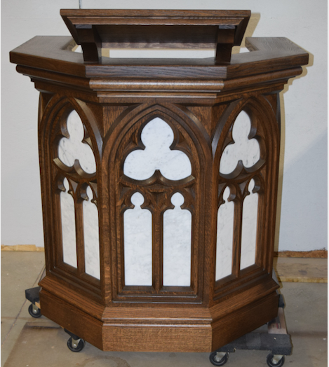 Gothic Pulpit w/. Marble inserts x2558