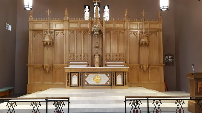 High altar and side altars at Saint Mary of the Virgin, Arlington, Texas